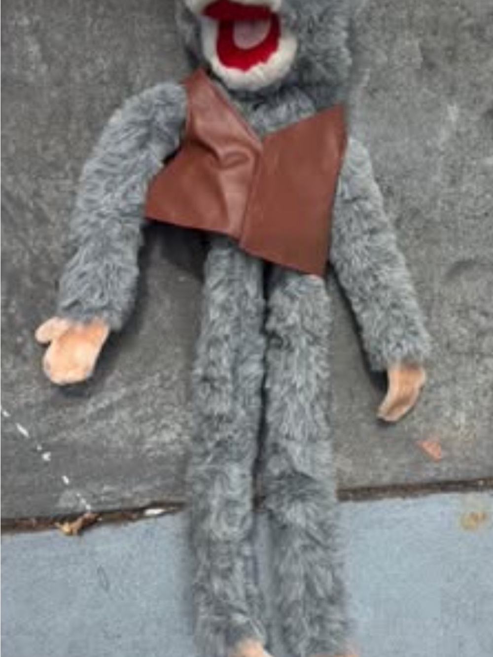 Large Professor Scientist Hand Puppet Plush Gray Long Arm Puppet 41”